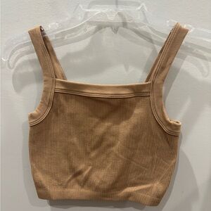 Cotton On Tan Ribbed Crop Top